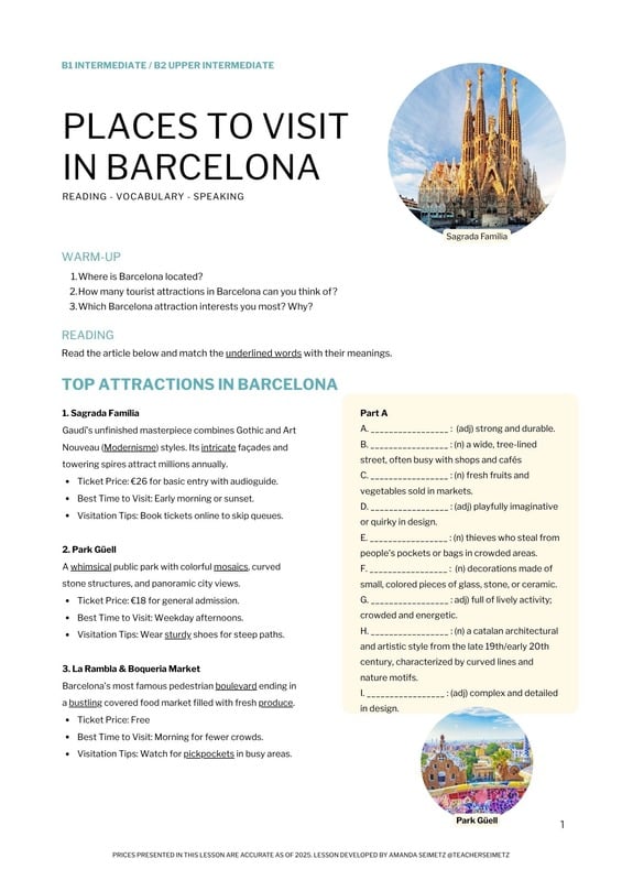 Imagem da aula de places to visit in Barcelona